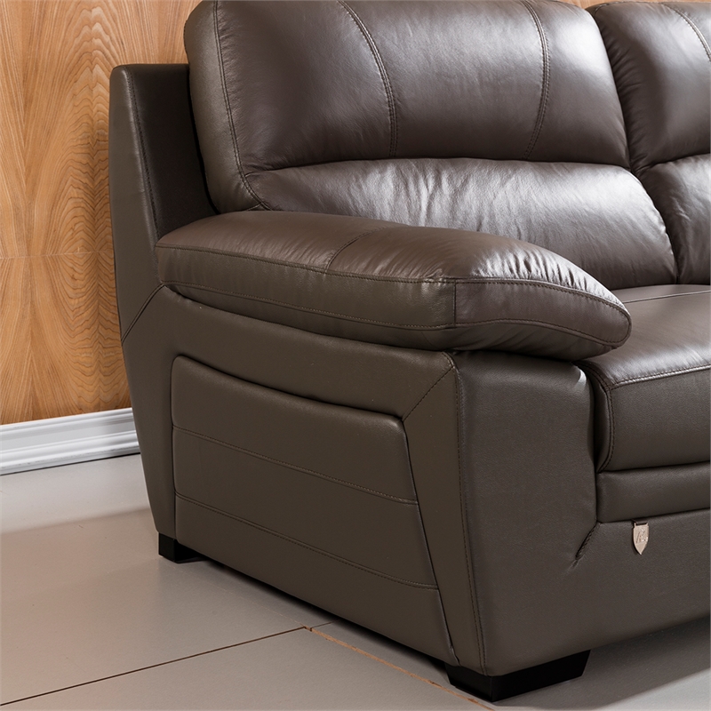 Pemberly Row Modern Taupe (Brown) Color With Italian Leather Sofa