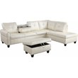 Pemberly Row Right-Facing Sectional & Ottoman in Shiny White