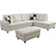 Pemberly Row Modern Right-Facing Sectional & Ottoman in Off White