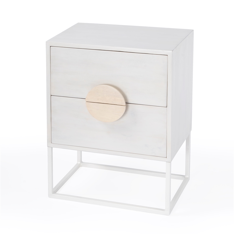 Pemberly Row Modern / Contemporary White 2 Drawers Wood End Table