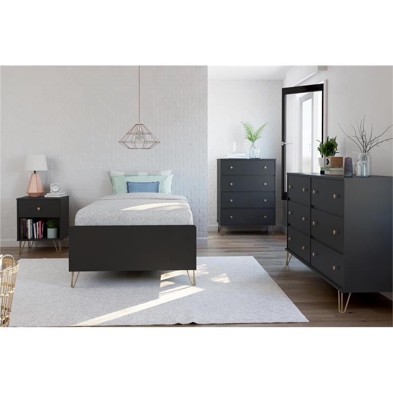 Pemberly Row Modern / Contemporary 6 Drawer Dresser in Black