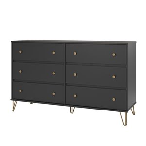Pemberly Row Modern / Contemporary 6 Drawer Dresser in Black