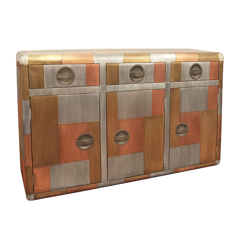 Pemberly Row 3-Drawer 3-Door Sideboard with Copper Metal Cladding