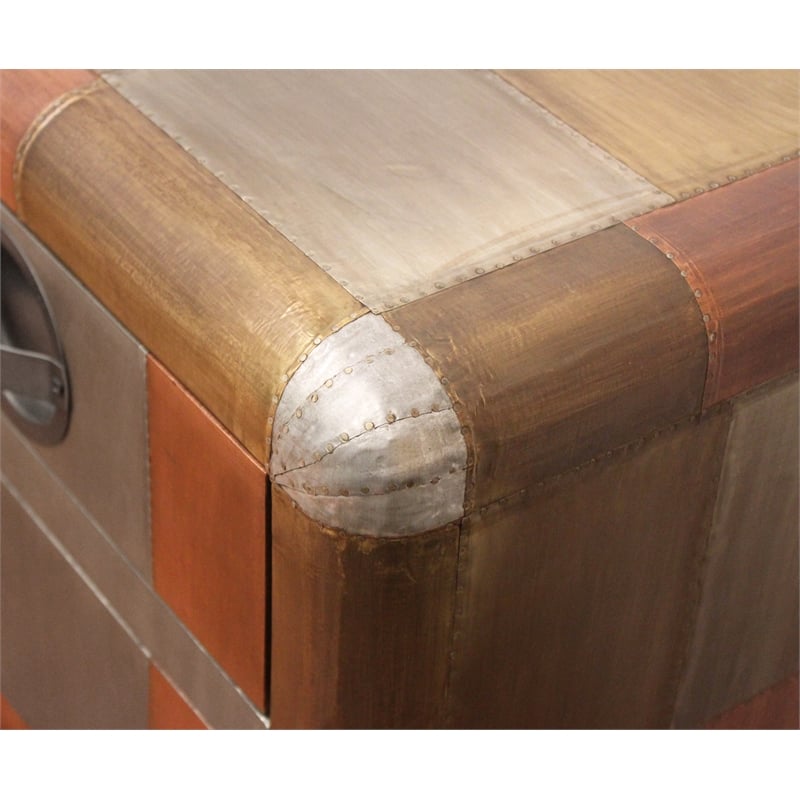 Pemberly Row 3-Drawer 3-Door Sideboard with Copper Metal Cladding