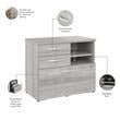 Pemberly Row Engineered Wood Office Storage Cabinet with Drawers - Platinum Gray