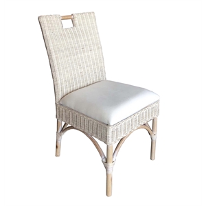 Pemberly Row Modern / Contemporary Rattan Dining Chair in White Wash
