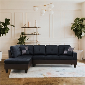 Pemberly Row Fabric Left Facing Sectional in Mightnight Blue