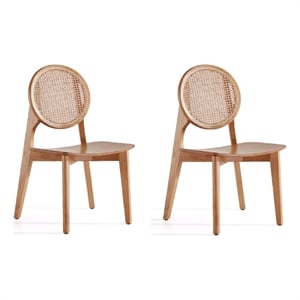 Pemberly Row 16.5&quot Round Wood Dining Chair in Natural (Set of 2)