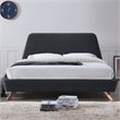 Pemberly Row Wood and Fabric Upholstered Queen Platform Bed in Dark Gray