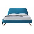 Pemberly Row Wood and Fabric Upholstered Queen Platform Bed in Blue