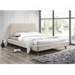 Pemberly Row Wood and Fabric Upholstered Queen Platform Bed in Beige
