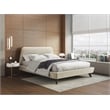 Pemberly Row Wood and Fabric Upholstered Queen Platform Bed in Beige
