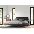 Pemberly Row Wood and Fabric Upholstered King Platform Bed in Dark Gray