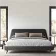 Pemberly Row Wood and Fabric Upholstered King Platform Bed in Dark Gray
