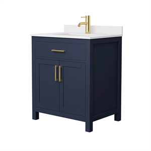 Pemberly Row Modern 30&quot Wood Single Bathroom Vanity in Blue/Gold