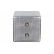 Pemberly Row 2-Drawer Nightstand w/ Silver Aluminum Cladding and Exposed Screws