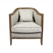 Pemberly Row Lounge Chair Upholstered in Natural Fabric with Solid Wood Trim