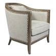 Pemberly Row Lounge Chair Upholstered in Natural Fabric with Solid Wood Trim