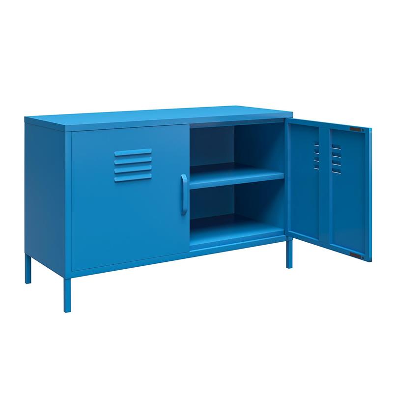 Pemberly Row Modern 2 Door Metal Locker Accent Cabinet in Blue