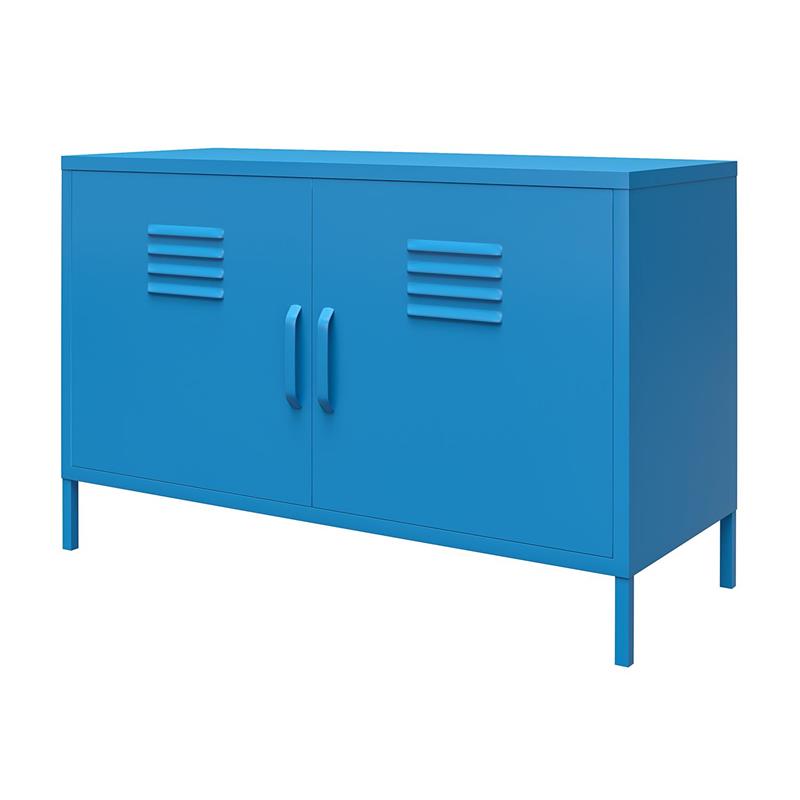 Pemberly Row Modern 2 Door Metal Locker Accent Cabinet in Blue