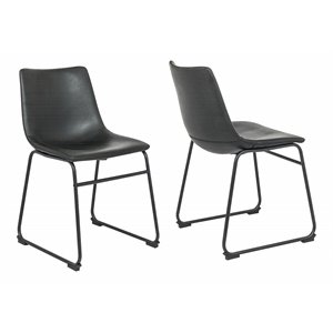 Pemberly Row 17.5&quot Faux Leather Dining Chairs in Black (Set of 2)