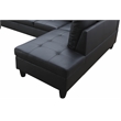 Pemberly Row Modern (Black) 3PC Faux Leather Sectional w/ottoman