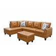Pemberly Row Faux Leather 3PC Sectional w/ottoman (Rusty Orange)