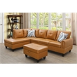 Pemberly Row Faux Leather 3PC Sectional w/ottoman (Rusty Orange)