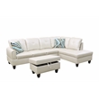 Pemberly Row Modern / Contemporary Off White 3PC Sectional w/ottoman