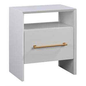 Pemberly Row 27&quotH Modern Style Acacia Wood Nightstand in White