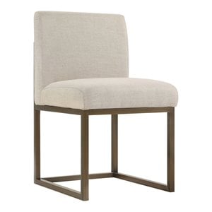 Pemberly Row 20&quot Transitional Fabric Dining Chair in Beige/Bronze