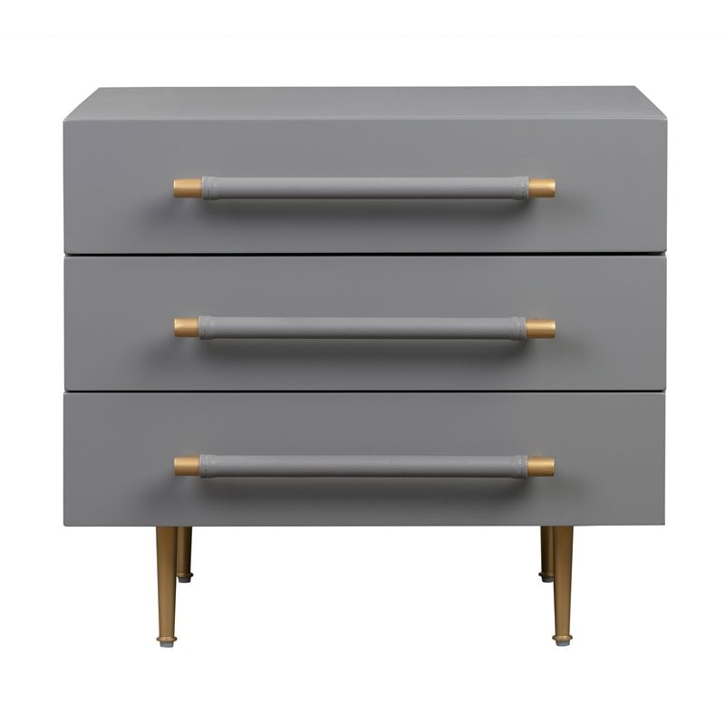 Pemberly Row Modern / Contemporary Gray Acacia Wood Nightstand
