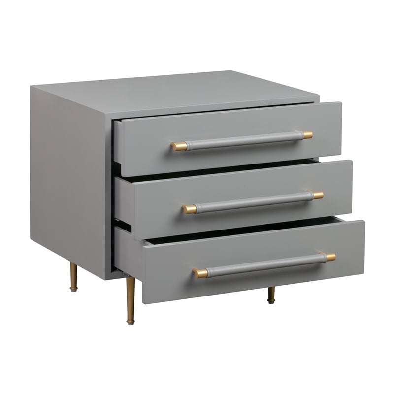 Pemberly Row Modern / Contemporary Gray Acacia Wood Nightstand