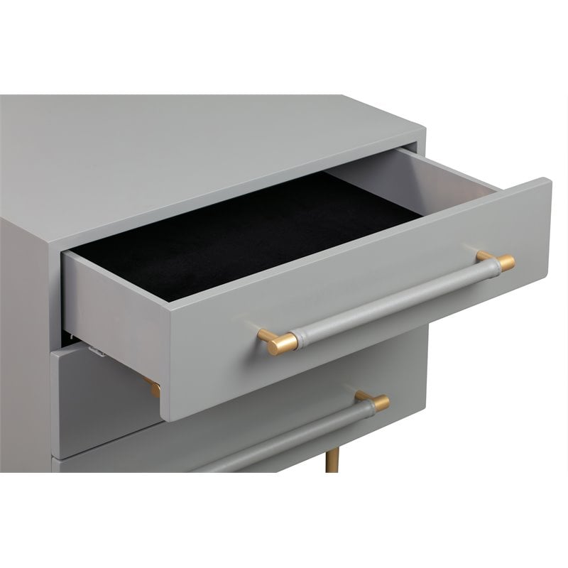 Pemberly Row Modern / Contemporary Gray Acacia Wood Nightstand