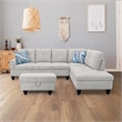 Pemberly Row Modern 3PC Right Facing Sectional Sofa with Ottoman