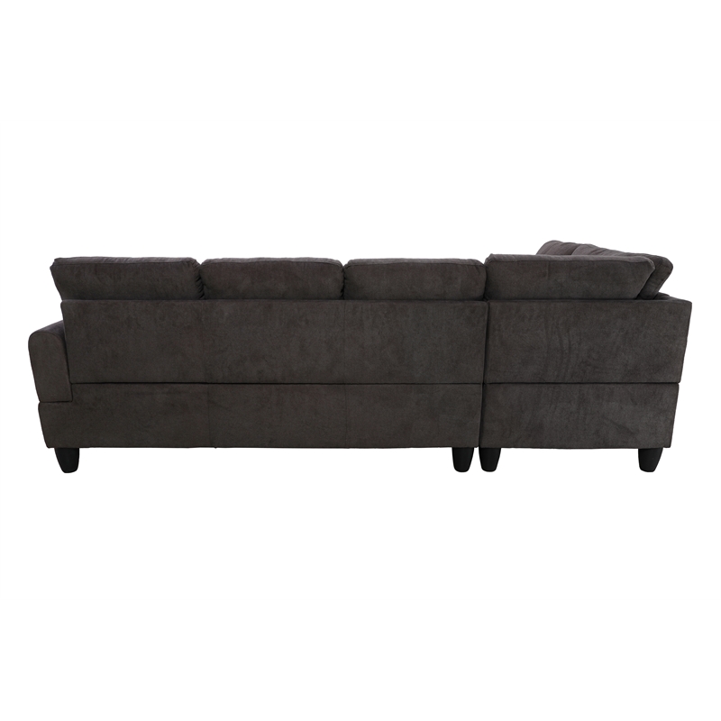 Pemberly Row Modern 3PC Sectional Sofa with Ottoman (Dark Brown)