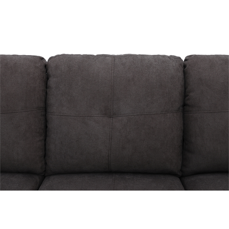 Pemberly Row Modern 3PC Sectional Sofa with Ottoman (Dark Brown)