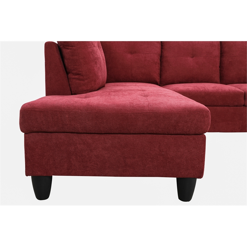 Pemberly Row Contemporary 3PC Sectional Sofa with Ottoman (Red)