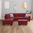 Pemberly Row Contemporary 3PC Sectional Sofa with Ottoman (Red)