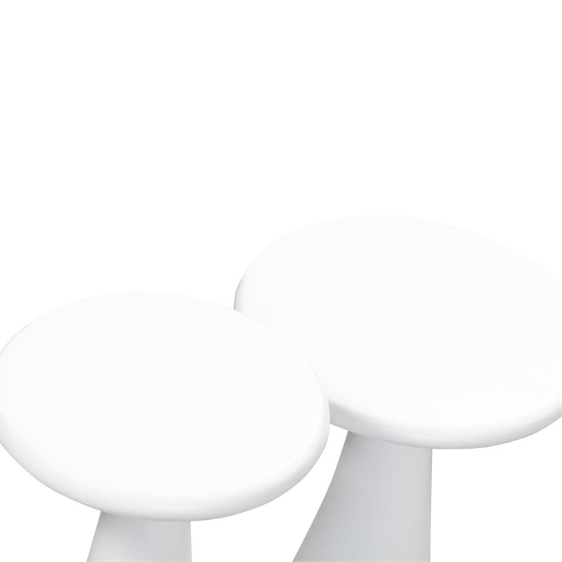 Pemberley Row Concrete White Accent Tables Circle Durable Set of 2 20