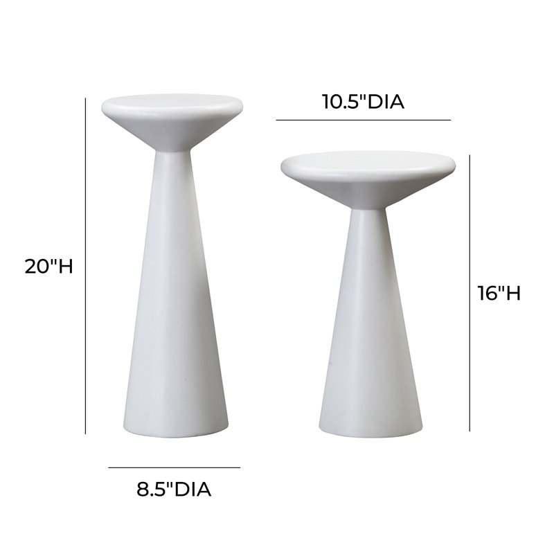 Pemberley Row Concrete White Accent Tables Circle Durable Set of 2 20