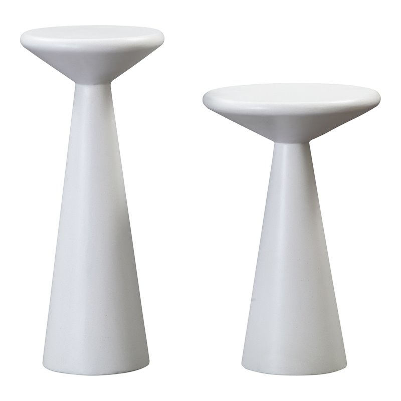 Pemberley Row Concrete White Accent Tables Circle Durable Set of 2 20