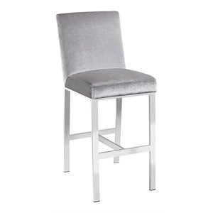 Pemberly Row 25&quot Modern Luxurious Velvet Counter Stool in Gray
