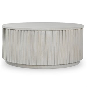 Pemberly Row 40x40&quot Round Mango Wood Coffee Table in Sunbleached Gray