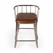 Pemberly Row Contemporary Iron & Leather Counter Stool - Brown