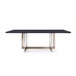 Pemberly Row Rectangular Modern Wood & Stainless Steel Dining Table in Black