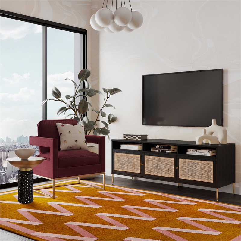 Pemberly Row Modern / Contemporary Black Wooden Media Console