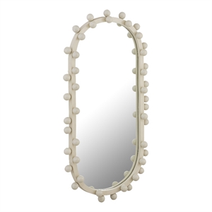 Pemberly Row Contemporary Bubbles Ivory Oval Metal Wall Mirror