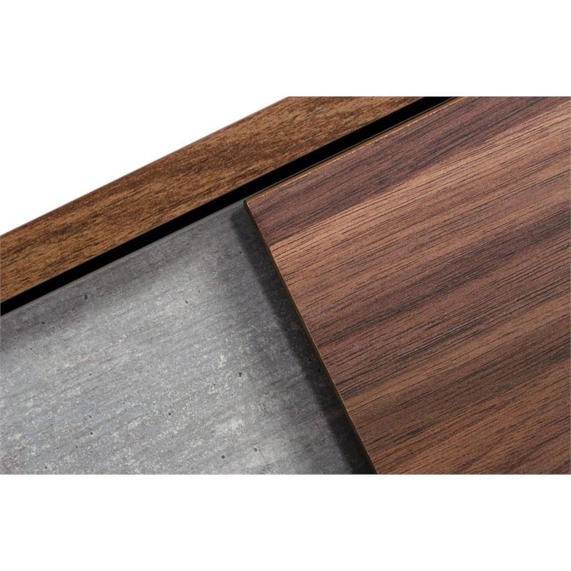 Pemberly Row 6-Drawer Modern Wood & Faux Concrete Dresser in Walnut/Gray