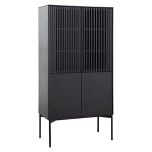 Pemberly Row 2-Small Door Modern Wood Veneer Tall Buffet in Black